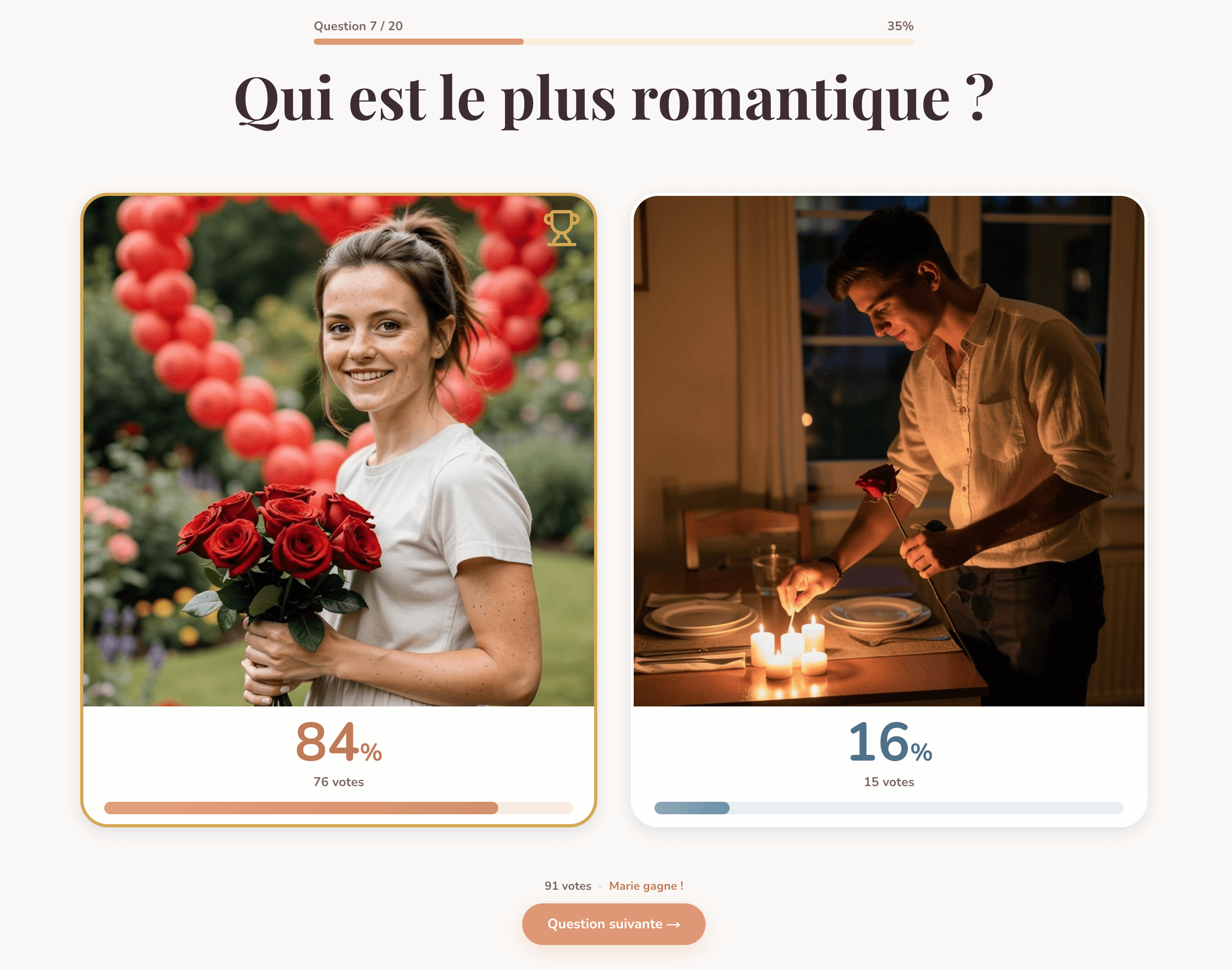 Les résultats s'affichent