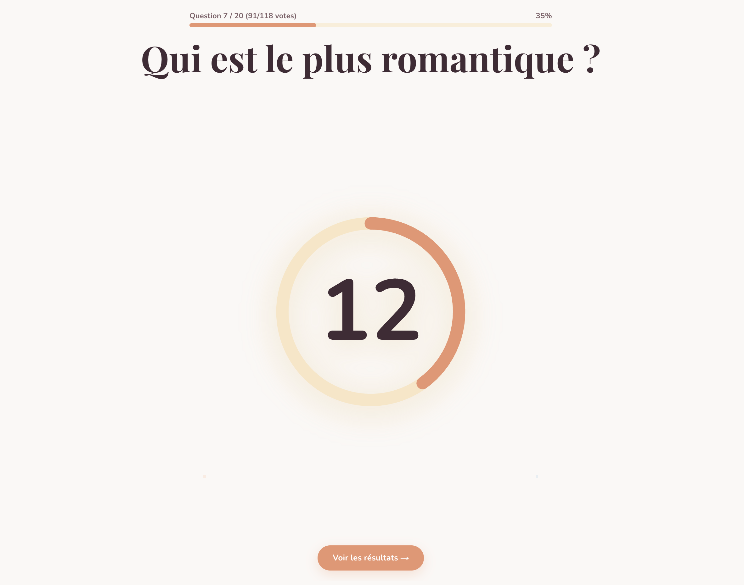 Écran animateur pendant le vote des invités